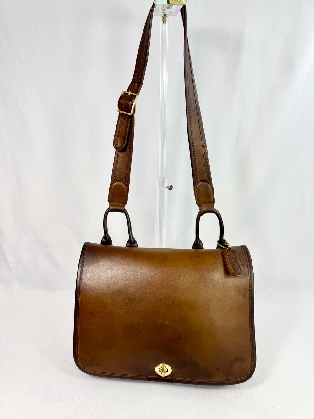 Vintage Coach 1976 Suspender Shoulder Bag In Tabac Style #9490